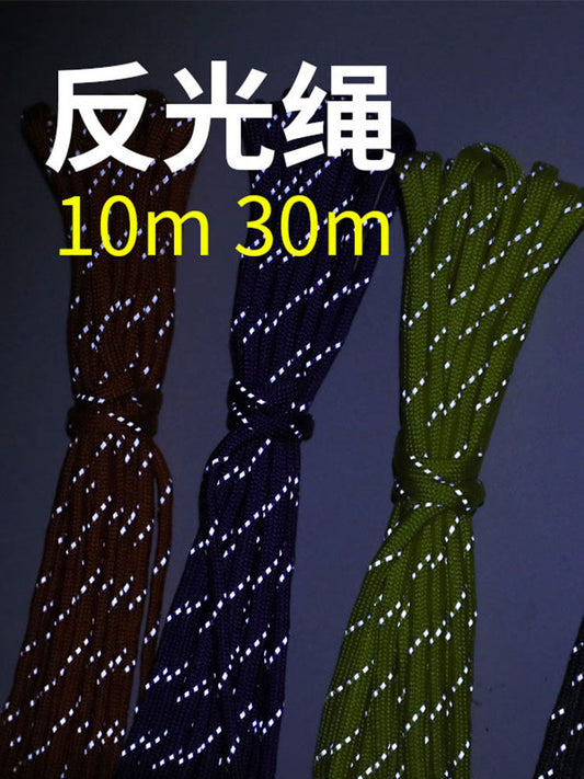 10m 30m 7-core reflective paracord night reflective bracelet 4mm braided wire DIY canopy bag with tent rope