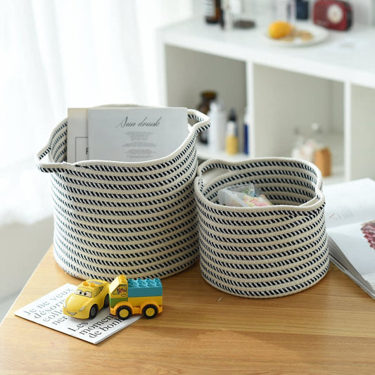 Nordic cotton thread woven storage basket, fabric tabletop utility basket, snack basket, children's clothing toy bucket, dirty laundry basket