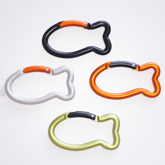 2 free shipping outdoor carabiner aluminum alloy quick-hanging buckle creative fish-shaped special-shaped backpack hook keychain