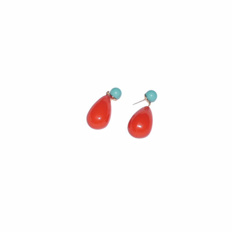 Niche designer vintage red resin drop-shaped tassel earrings 2026 new high-end stud earrings