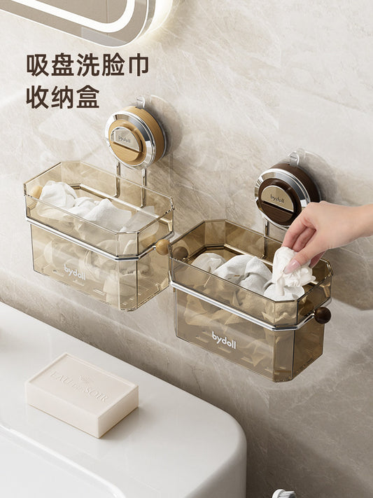 Suction cups, discarded secondary face towel storage box, wall-mounted toilet, toilet sink, bathroom face towel shelf