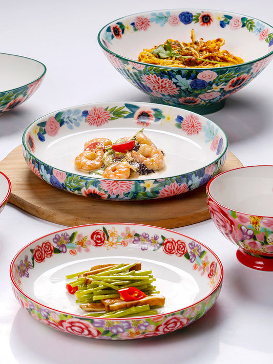 American pastoral ceramic deep plate, high-value glaze in color, home 7-inch vegetable plate, particularly good-looking dinner plate