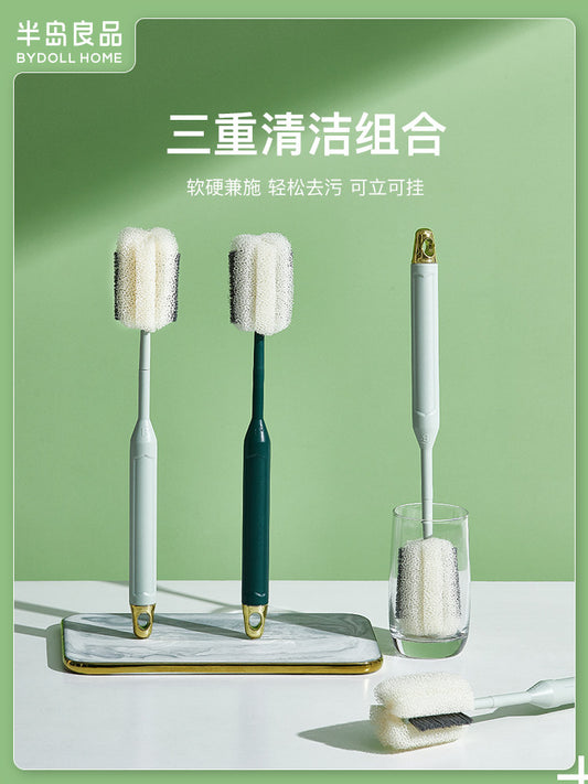 Cup brushing, cup artifact cup brush, water cup brush, milk bottle cleaning brush, no dead ends, household bottle brush, sponge brush, cup