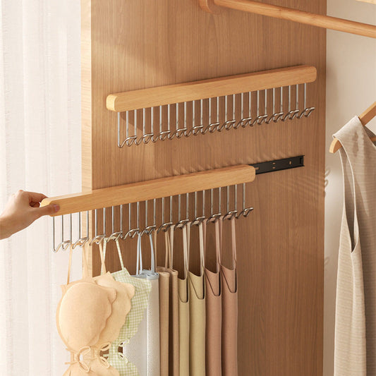 Wooden suspender hanger hook home multifunctional solid wood hanger pull-out wavy vest inner hanger telescopic hanger
