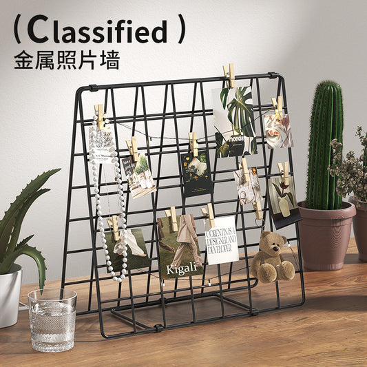 Grid metal display shelf, trinkets, arts and crafts works display, vertical storage shelves, kindergarten art work ornament table, grid double-sided, usable photo wall, mesh bracket
