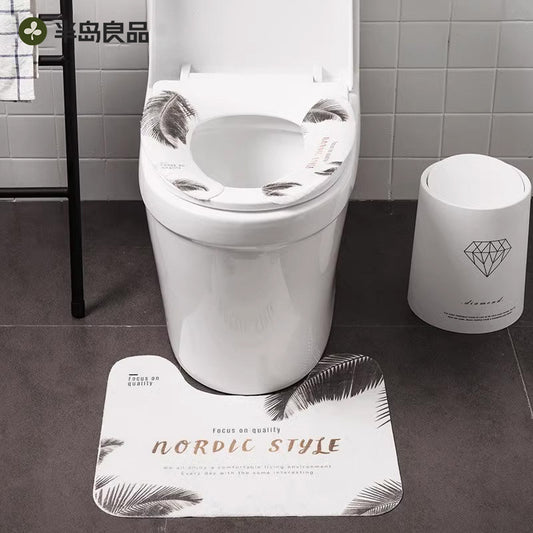 Nordic style universal toilet mat seat cushion waterproof household toilet cover toilet ferrule sticker type toilet sticker can be washed