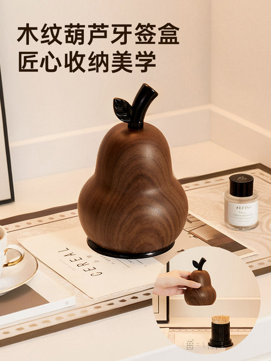 Walnut wood grain creative toothpick box home use 2025 new toothpick tube cotton swab advanced dental floss storage jar ornament