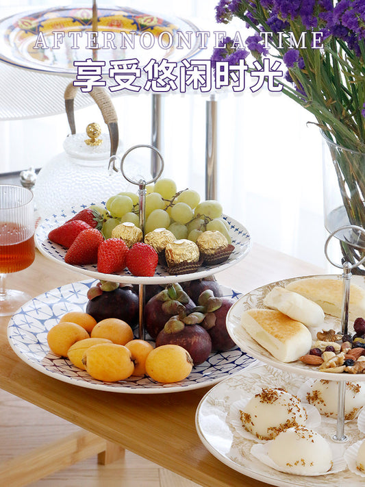 OMK Creative Double Layer Fruit Tray Personalized Snack Snack Tray ins Style Home Living Room Multi Layer Dried Fruit Plate