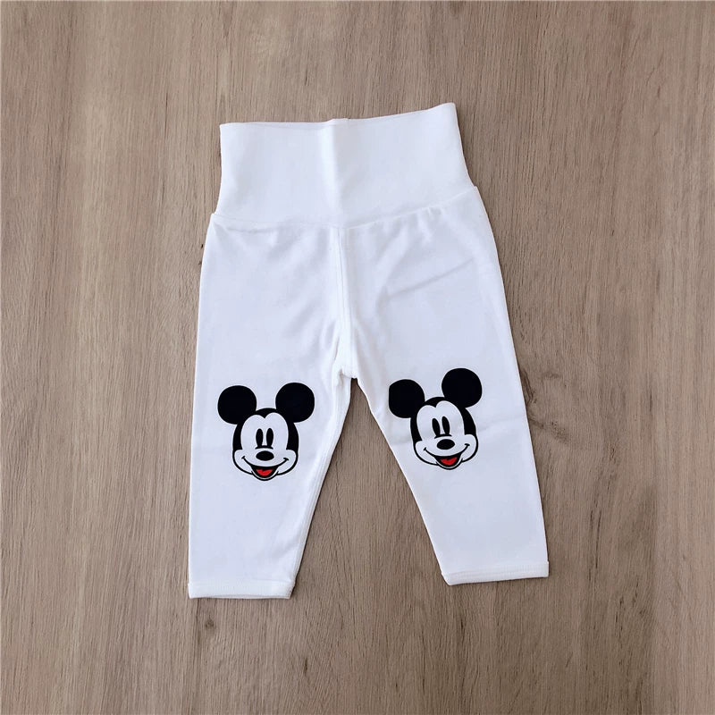 Newborn baby pants, spring and autumn pure cotton thin 0-3 month baby open pants, high-waisted belly protection leggings