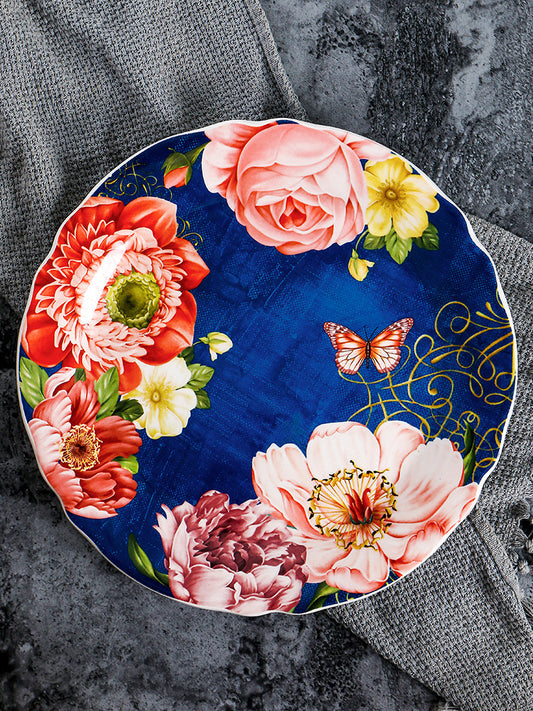 European and American Ke creative ceramic large plate home underglaze lace steak flat plate 11 inch large dinner plate Chinese style