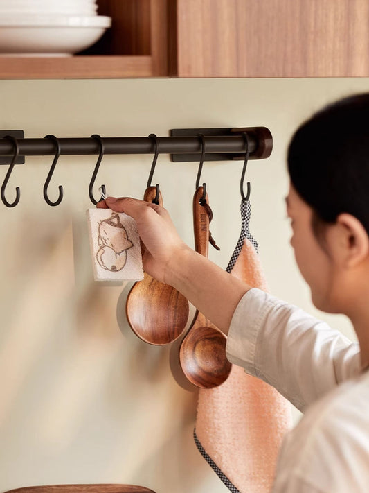 Kitchen hook punching-free hanging rod kitchen shelf spatula spoon hanger strong load-bearing wall mounted Y
