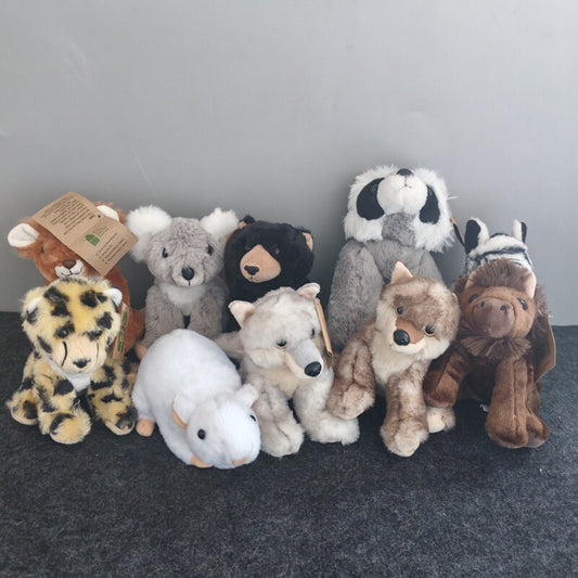 American single petting zoo simulated animal leopard, gray wolf bull, zebra koala, bull rat toy doll