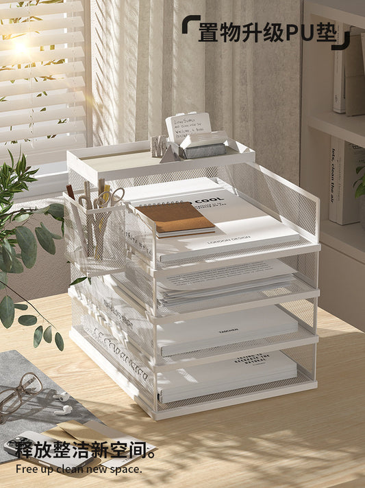New desktop A3A4 file shelf, metal data shelf, file frame, multi-layer file storage shelf, office storage box, bookshelf, book stand, file desk, stationery, supplies, and storage shelf
