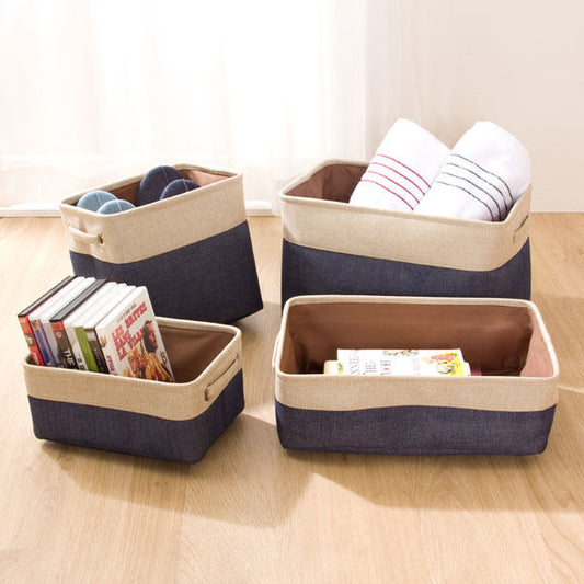 Simple cotton and linen storage box desktop storage basket cloth storage box thick canvas clothes sundries box storage box