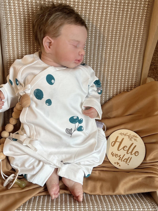 European and American super cute baby 100% cotton A spring and autumn long-sleeved jumpsuit baby slanted placket crawler crawl baby boneless