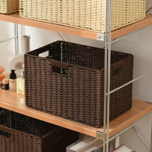 Imitation rattan storage box, snack storage box, household clothes and toys organizing storage box, grass woven basket storage basket