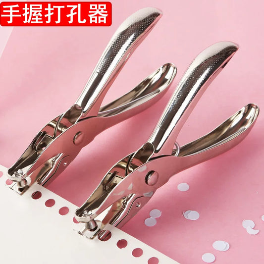 Punching machine round hole paper card small round punching stationery loose-leaf book binding punching manual hand puncher diy book membership card student ring single hole thick paper A4 paper