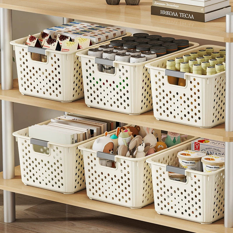Storage basket: home wardrobe storage children's toys and miscellaneous snacks, kitchen plastic storage box, desktop storage basket