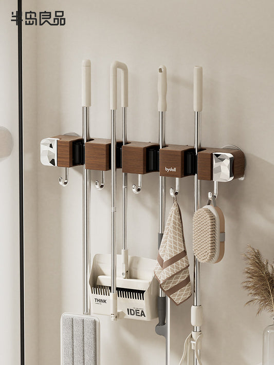Suction cups, mops, wall mounts, wood grain colors, light luxury, retro anti-vintage bathrooms, toilets, non-perforated hooks, storage racks