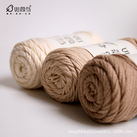 Ruyi bird combed hollow cotton thread 2mm round strand medium coarse yarn hand-woven DIY crochet beach bag wool yarn