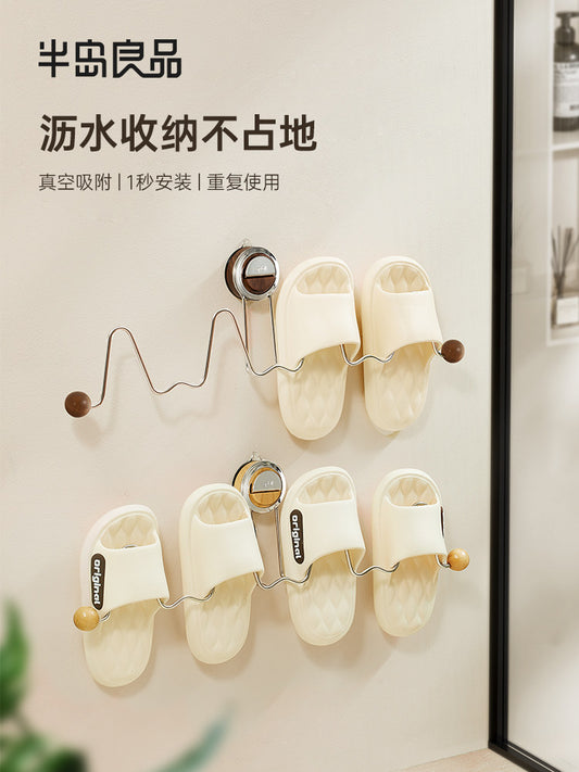 Suction cup slipper rack bathroom non-perforated wall mounted drain rack toilet storage hook hanger hanging slipper artifact