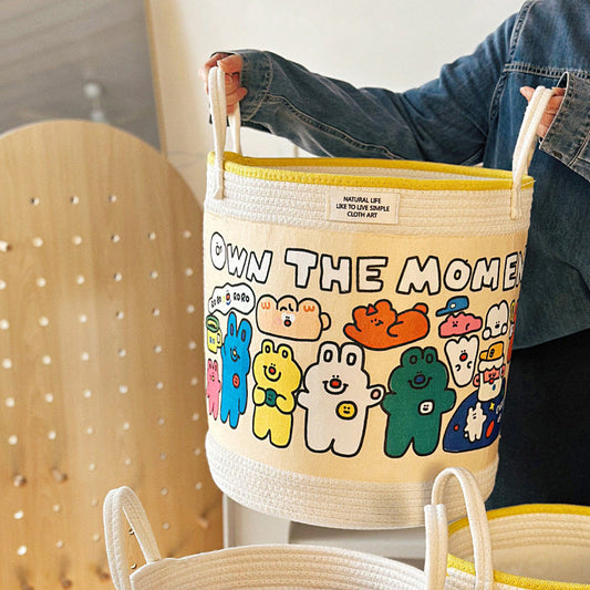 Cute cartoon storage basket, children's toy storage bucket, snack basket, household dormitory clothes utility basket, dirty clothes bucket