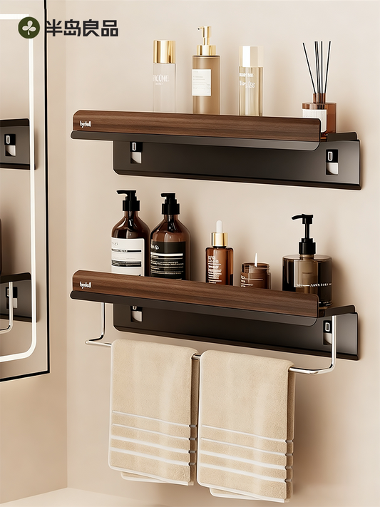 Bathroom, bathroom, suction cup, shelf, toilet washbasin, walnut non-perforation, wall storage shelf