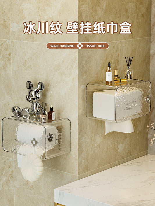 Light luxury face towel storage box, wall-mounted toilet toilet paper box, toilet roll paper box, bathroom paper drawer box, paper towel box