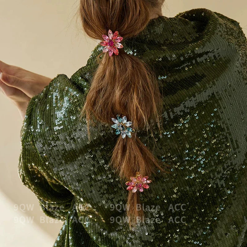High-end crystal flower hairpin, duckbill clip, chuck, flower headdress, hair accessory, 2025 new bangs clip hairpin