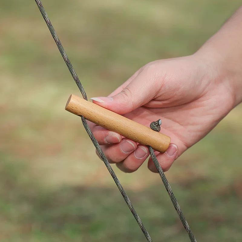 Outdoor camping beech wood double eye wind rope buckle camping tent canopy fixed buckle adjustment anti-slip wooden buckle camping accessories