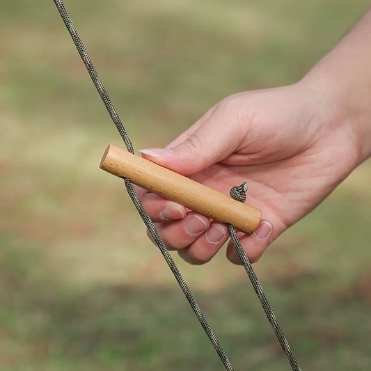 Outdoor camping beech wood double eye wind rope buckle camping tent canopy fixed buckle adjustment anti-slip wooden buckle camping accessories