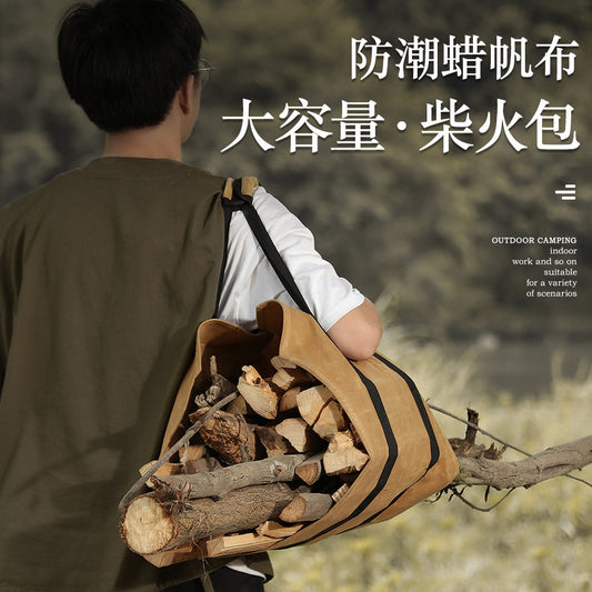 Outdoor Firewood Bag Camping Supplies Large Capacity Portable Firewood Storage Bag Canvas Tote Bag Logging Bag