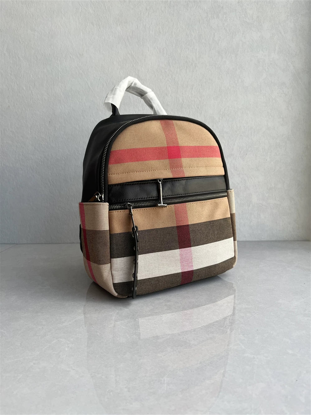 Korean counter new cowhide distribution backpack fashion and versatile high-end college style color blocking backpack schoolbag for women