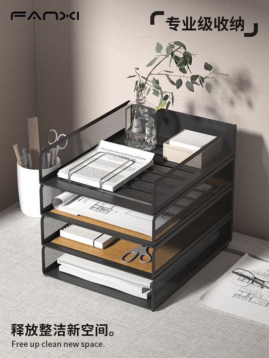New thickened A3A4 desktop file shelf, metal file frame, office storage shelf, multi-layer file shelf, stationery, supplies