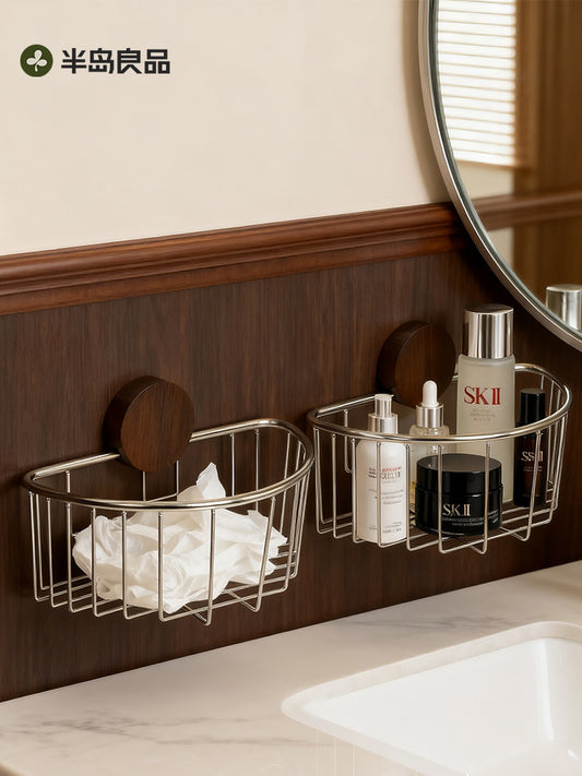 Suction cups, discarded face towels, storage boxes, wall-mounted toilets, toilets, washbasins, bathroom shelves