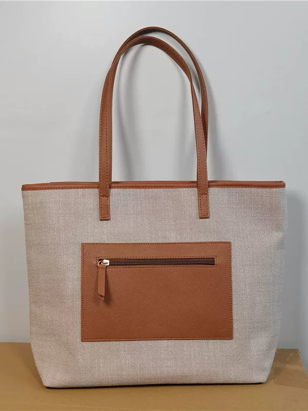 Canvas bag commuting to work with zipper can put the computer women's large capacity tote bag niche design one-shoulder foreign trade bag