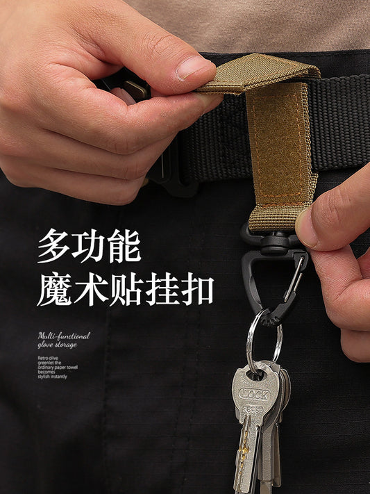 Outdoor tactical nylon webbing backpack hook single point triangle buckle multi-function carabiner tactical accessory keychain