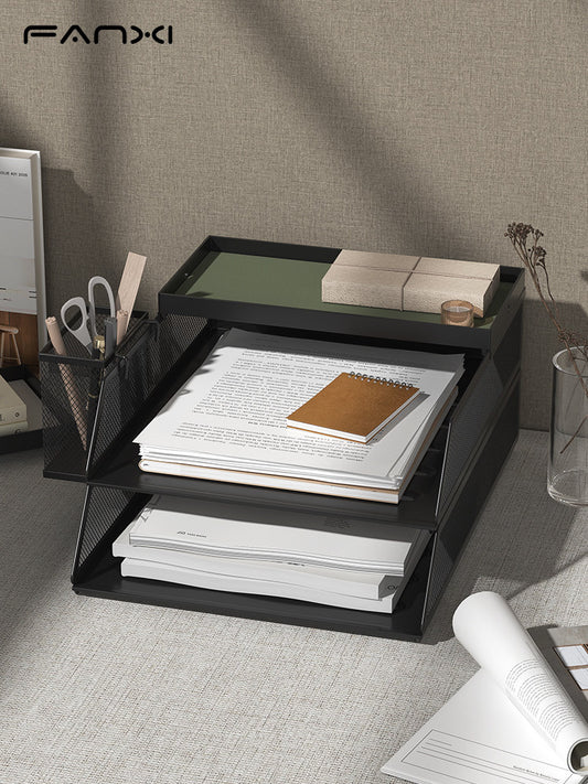 A3A4 desktop file storage rack, metal file frame, office workstation desktop, wrought iron data shelf, multi-functional office stationery shelves, thickened shelves