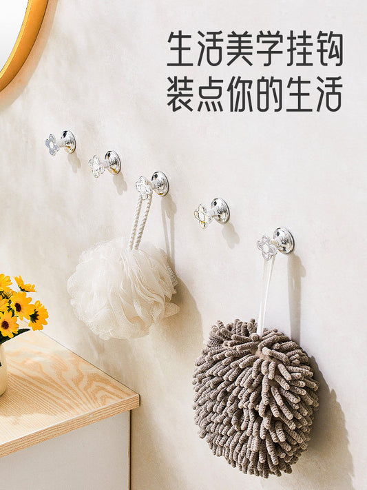 Light luxury small flower hook viscose strong load-bearing no punching bathroom toilet exquisite sticky hook without marking towel hook