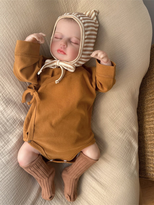 Newborn baby fart wrap autumn and winter bottom pure cotton underwear baby one-piece long sleeve triangle ha clothes boneless 0-6 months