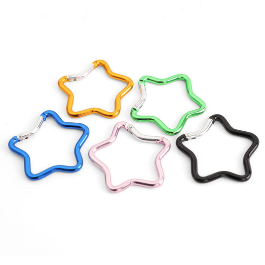 DIY accessories: five-pointed star carabiner keychain, open hook keychain, fishing aluminum alloy star buckle