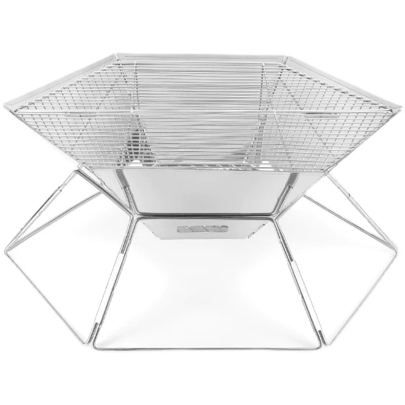 Outdoor camping hexagonal folding barbecue stove wood stove fire station multifunctional charcoal stove barbecue grill folding portable