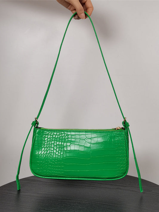 Foreign trade women's bag commuting foreign style green crossbody bag niche design light luxury style texture single shoulder armpit bag baguette bag