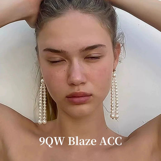 9QW double-sided pearl beaded tassel long 925 silver needle draped earrings women's temperament European and American earring jewelry trend