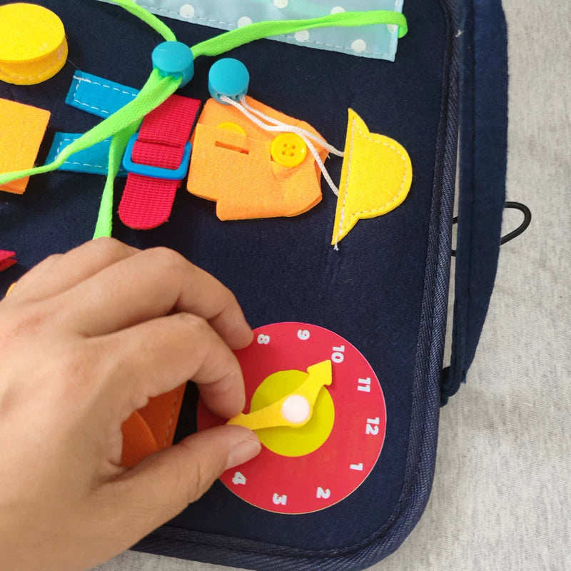 Montessori busyboard Xi dressing, toys, shoe-tying, storage bags, children's educational early education, fine motor life teaching aids
