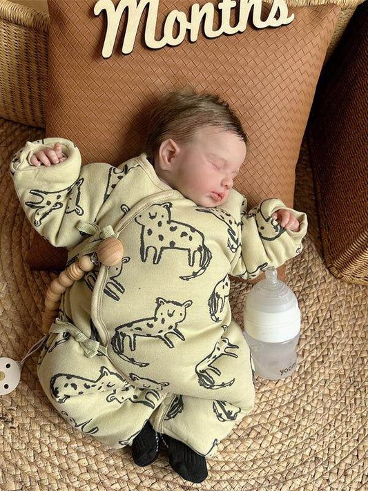 Newborn clothes, autumn and winter class A cotton crawling clothes, thickened cotton clothes, one-piece clothes, newborn babies, small months of age outing clothes