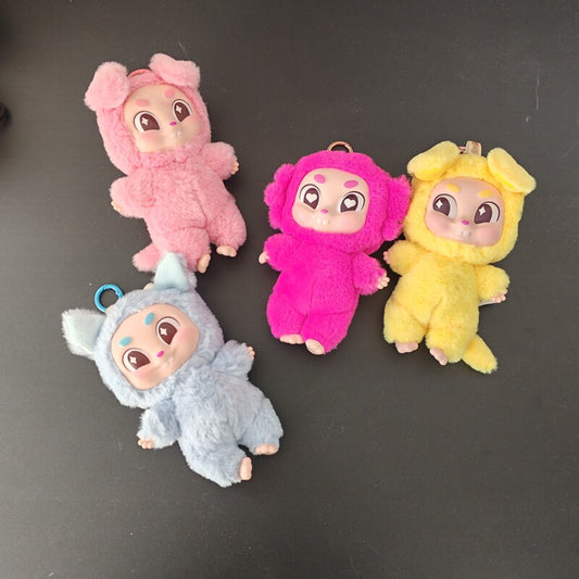 Foreign trade trendy toys party angel rabbit rubber face doll keychain plush toy pendant cute girl heart