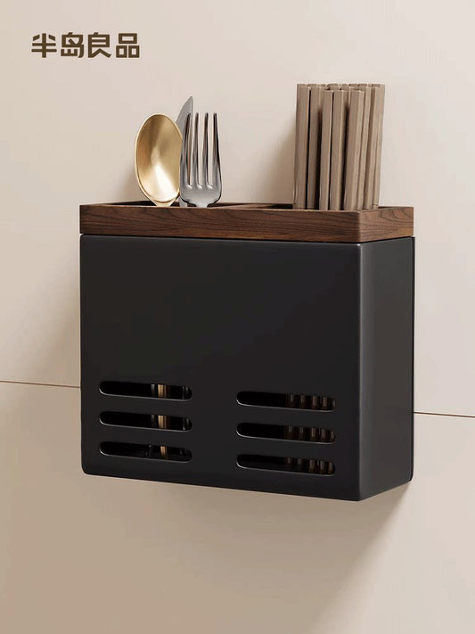 Wall-mounted chopsticks special storage box new high-end household chopsticks non-punch kitchen chopsticks bucket shelf Y
