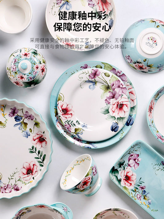 OMK Creative Painted Ceramic Rice Bowl National Style Personalized Tableware Good Looking Noodle Bowl Large Fruit Bowl Household Soup Bowl