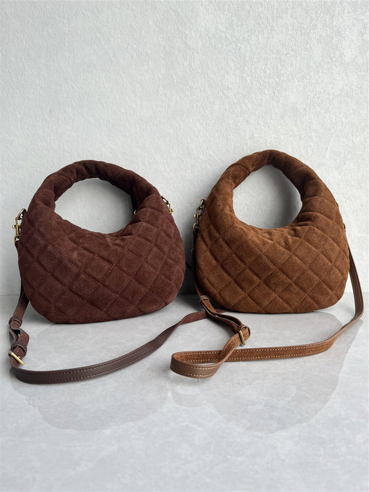 Export to South Korea High Quality Top Layer Nubuckle Cowhide Dumpling Bag Fashionable and Versatile High-End Texture One Shoulder Crossbody Women's Bag